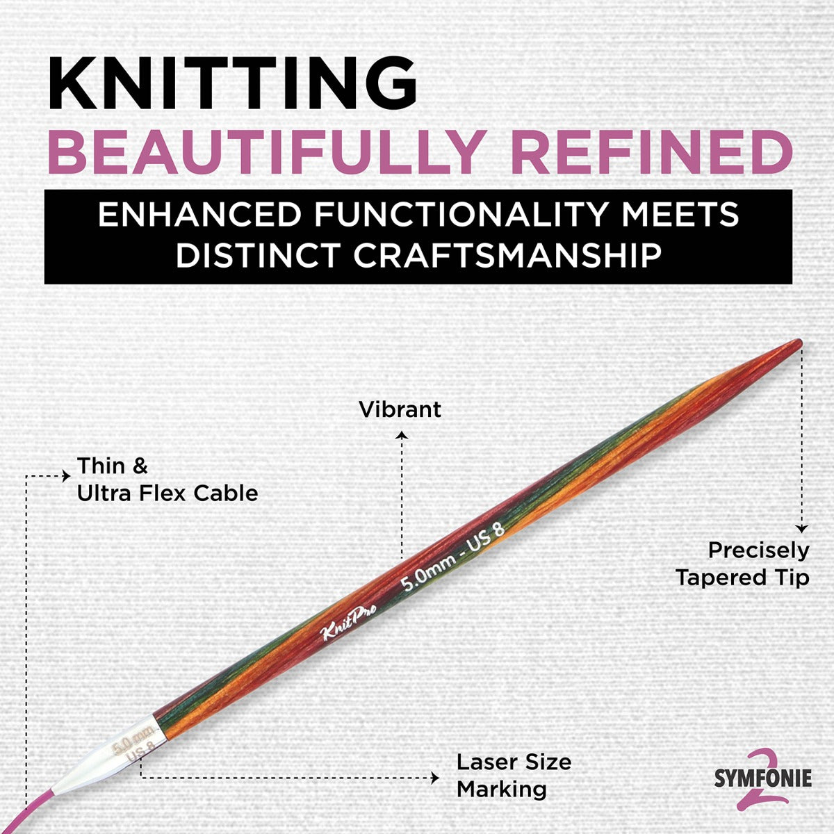 KnitPro Symfonie 2 Fixed Circular Needle with Swivel Cable, 80 cm