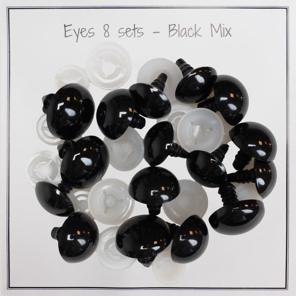 Black Safety Eyes – 8 Pairs (20 mm, 22 mm, 24 mm)