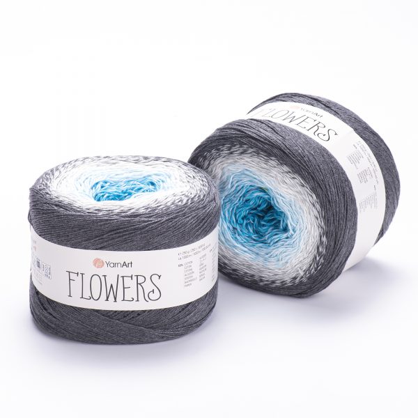 YarnArt Flowers 251 Ice Blue & Denim – cotton acrylic gradient cake yarn