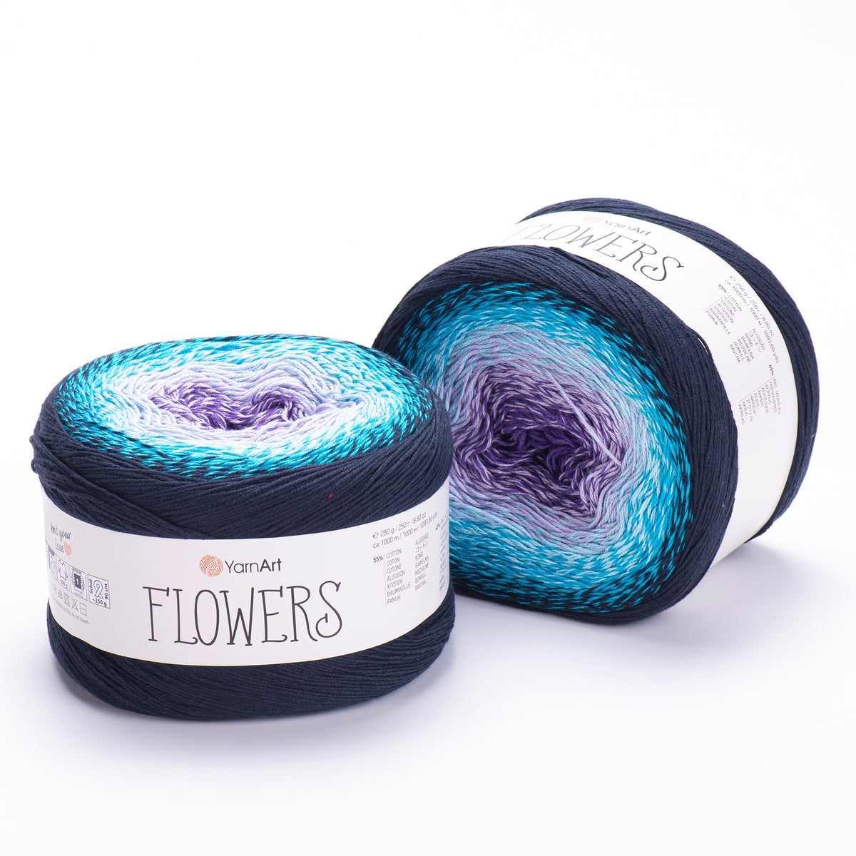 YarnArt Flowers 254 Periwinkle & Navy – cotton acrylic gradient cake yarn
