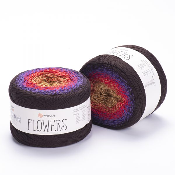 YarnArt Flowers 265 Dark Plum & Ruby – cotton acrylic gradient cake yarn