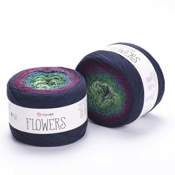 YarnArt Flowers 266 Dark Navy & Slate – cotton acrylic gradient cake yarn