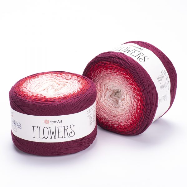 YarnArt Flowers 269 Dusty Rose & Ruby – cotton acrylic gradient cake yarn