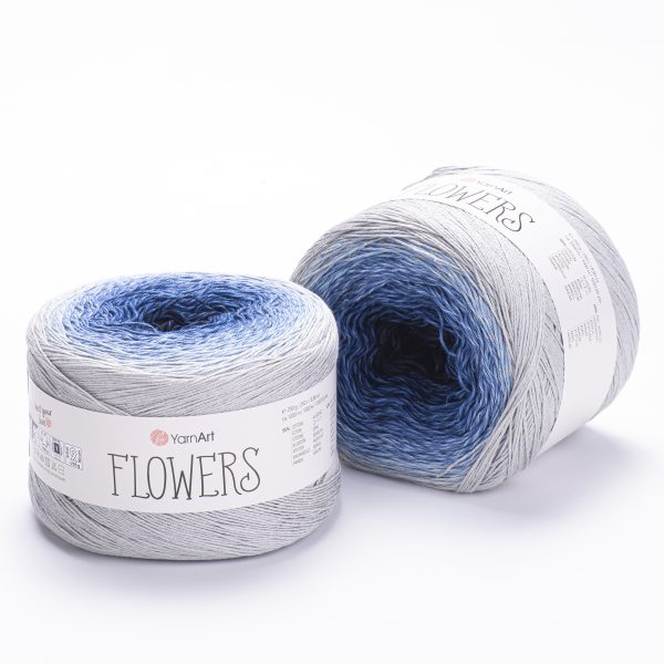 YarnArt Flowers 271 Dark Navy & Denim – cotton acrylic gradient cake yarn