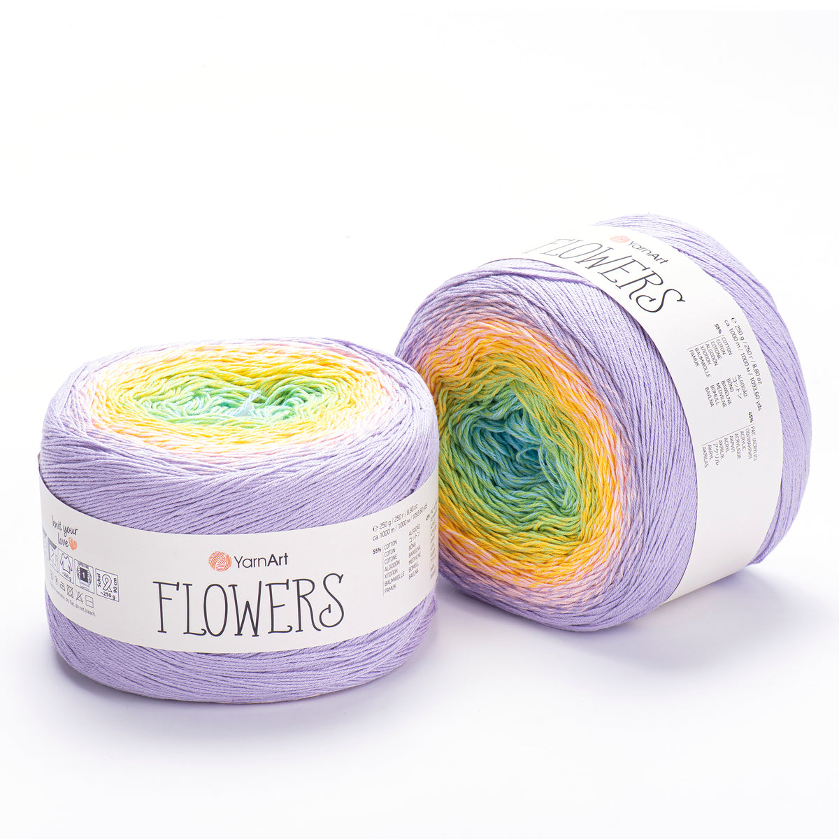 YarnArt Flowers 285 Lavender & Honey – cotton acrylic gradient cake yarn