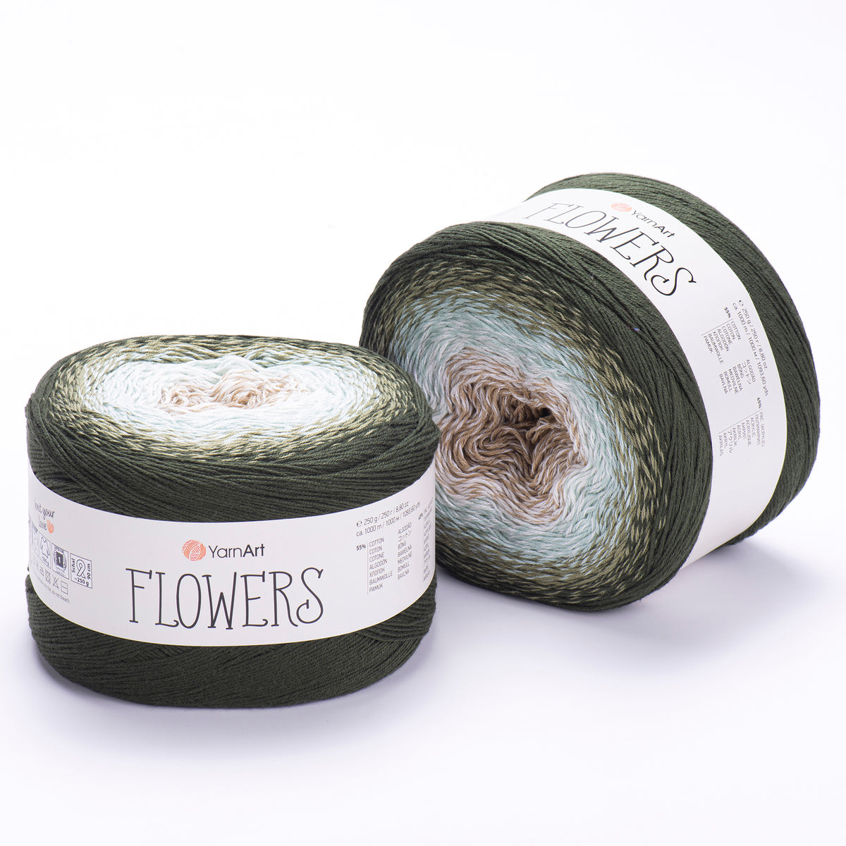 YarnArt Flowers 311 Light Grey & Dark Grey – cotton acrylic gradient cake yarn