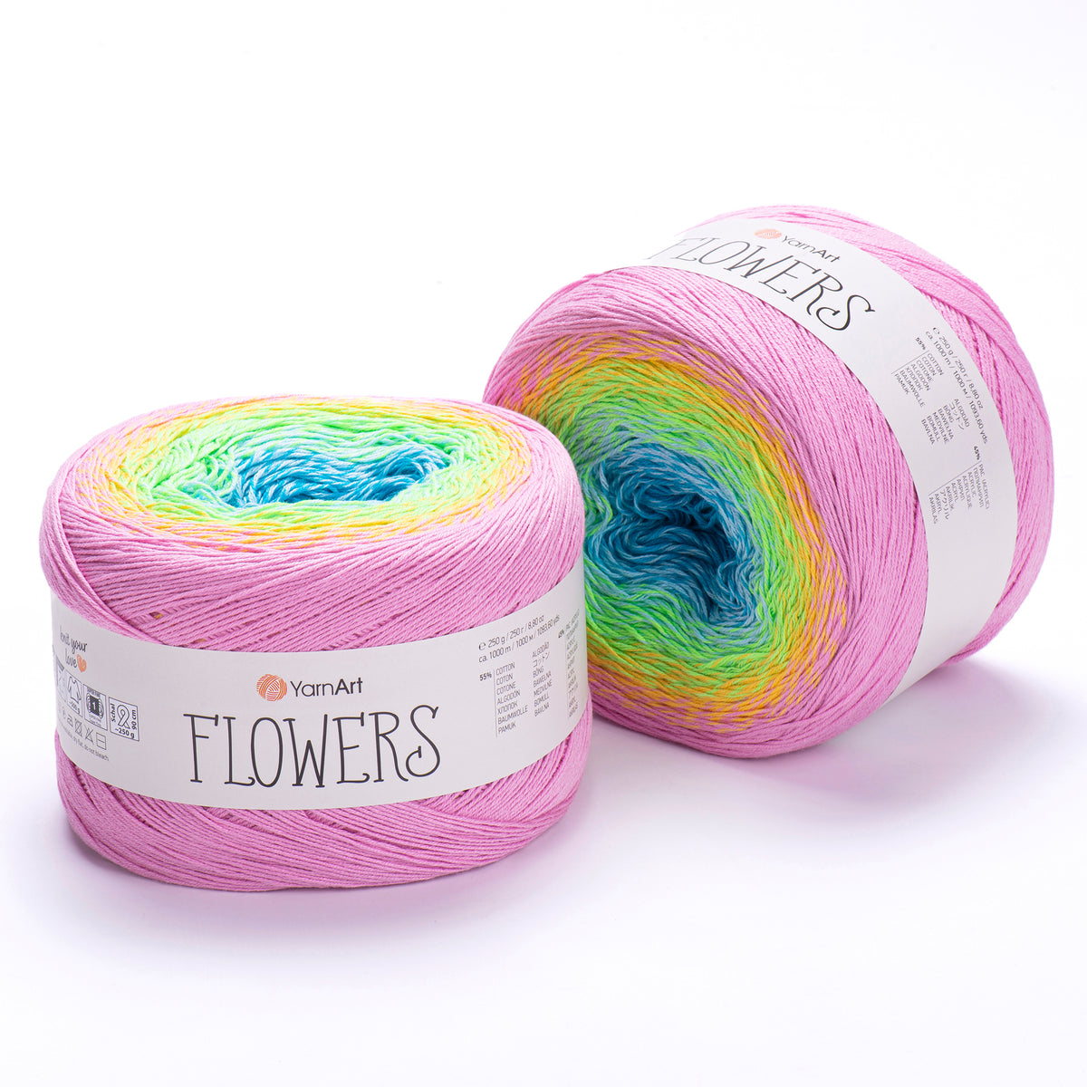 YarnArt Flowers 312 Petrol & Steel Blue – cotton acrylic gradient cake yarn