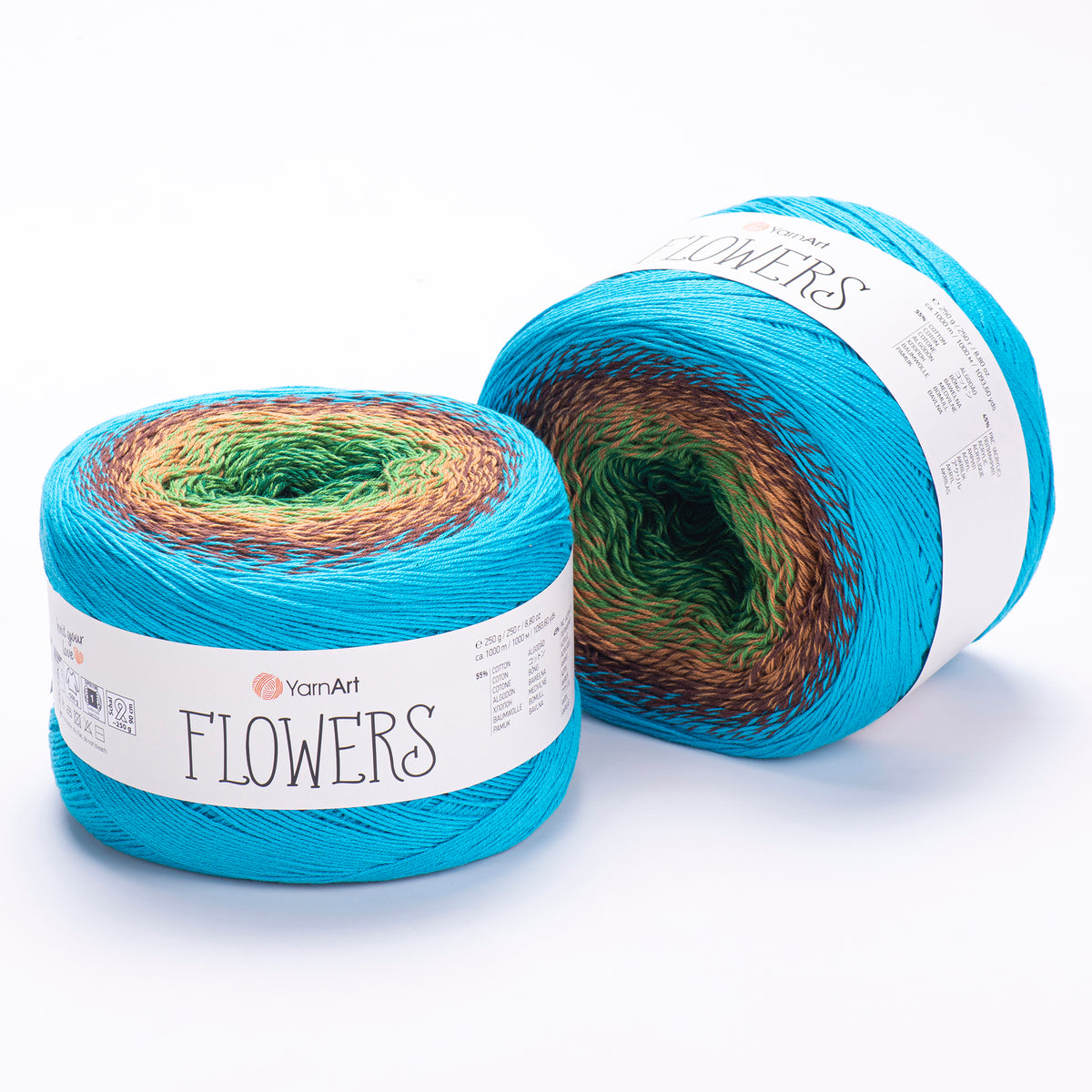 YarnArt Flowers 314 Black & Mocha – cotton acrylic gradient cake yarn