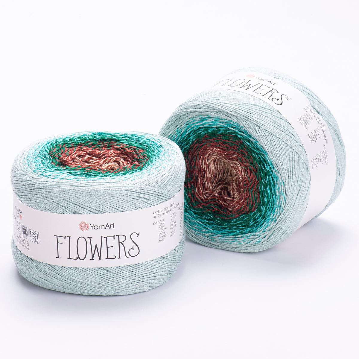YarnArt Flowers 318 Espresso & Pine – cotton acrylic gradient cake yarn