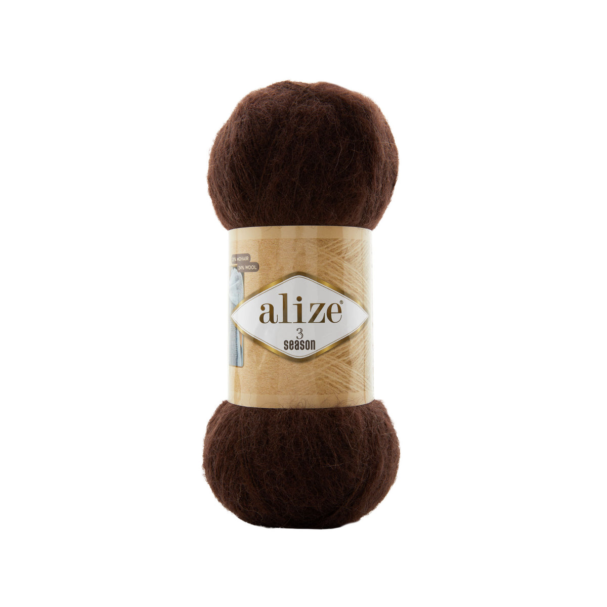 Alize 3 Season 26 Dark Brown – light acrylic yarn with mohair and wool