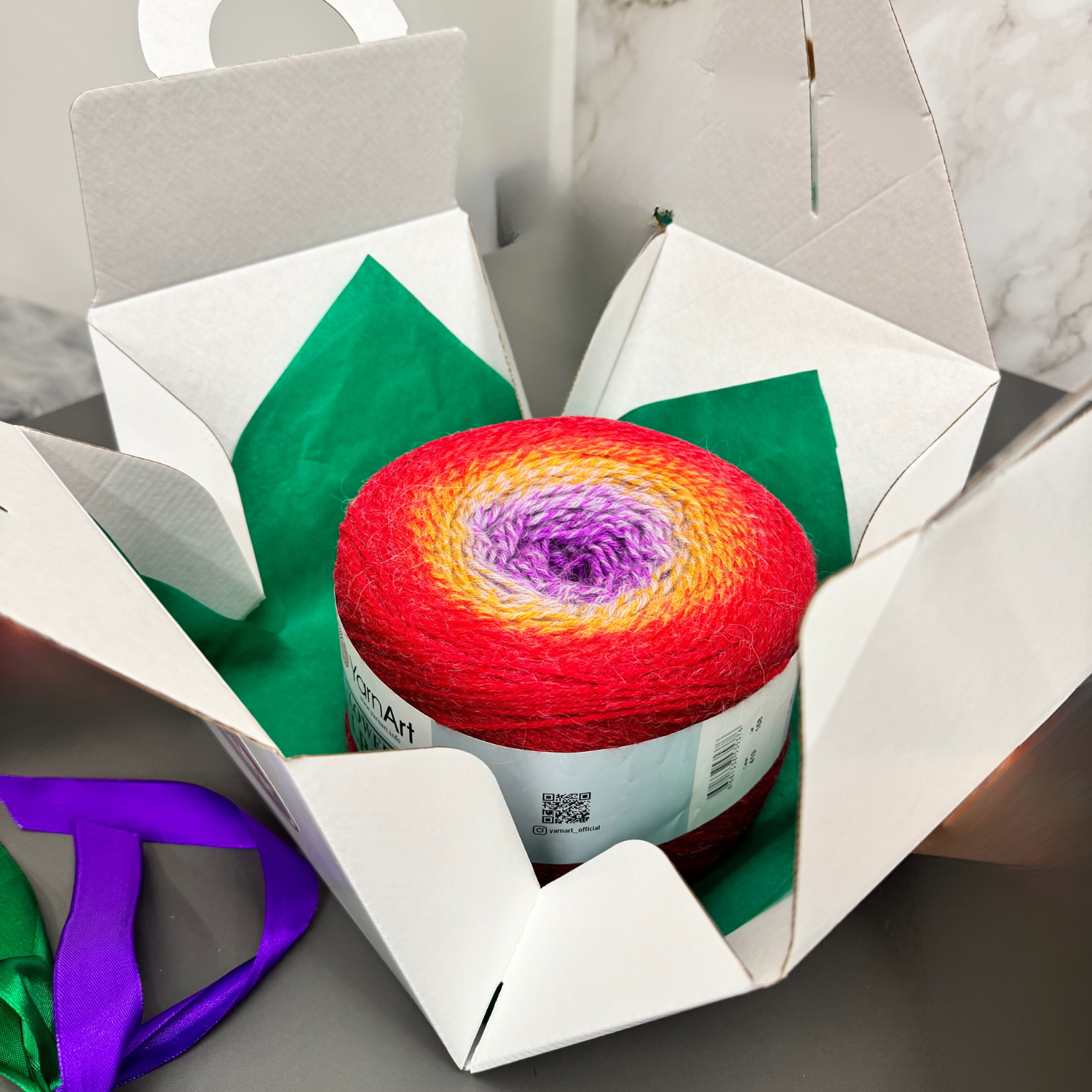 Christmas "Panettone" Yarn Gift Set YarnArt Flowers Alpaca