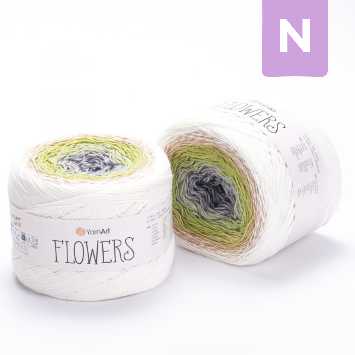 YarnArt Flowers Soft Pearl & Latte – cotton acrylic gradient cake yarn