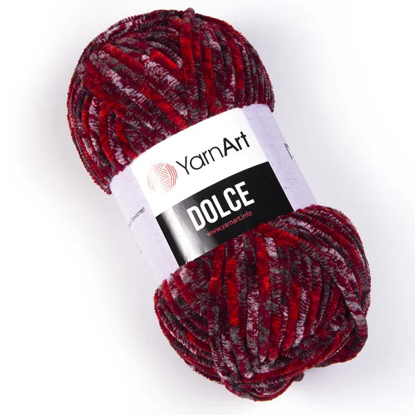 YarnArt Dolce 805 Rubino naktis – stori pliušiniai siūlai