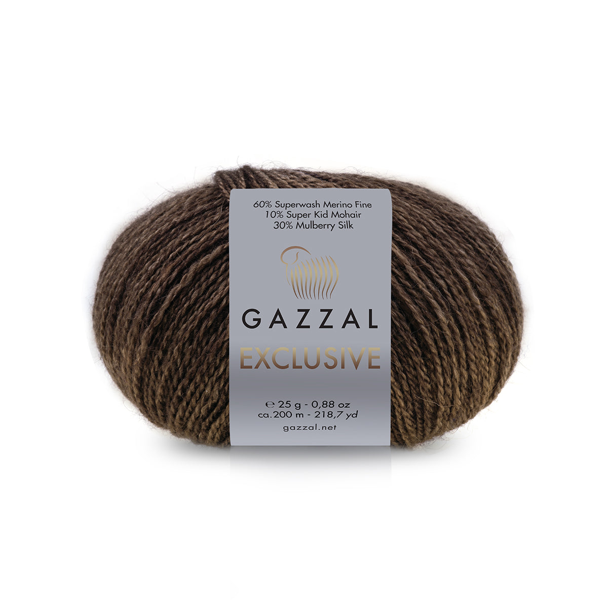 Gazzal Exclusive 9914 Dark Brown – merino silk mohair yarn