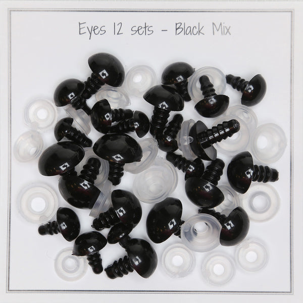 Black Safety Eyes Mix Pack – 12 Pairs | VILRITA