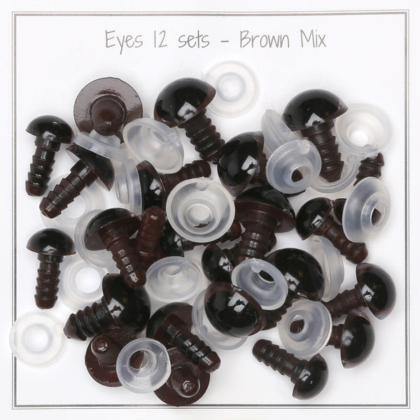 Brown Safety Eyes Mix Pack – 12 Pairs | VILRITA