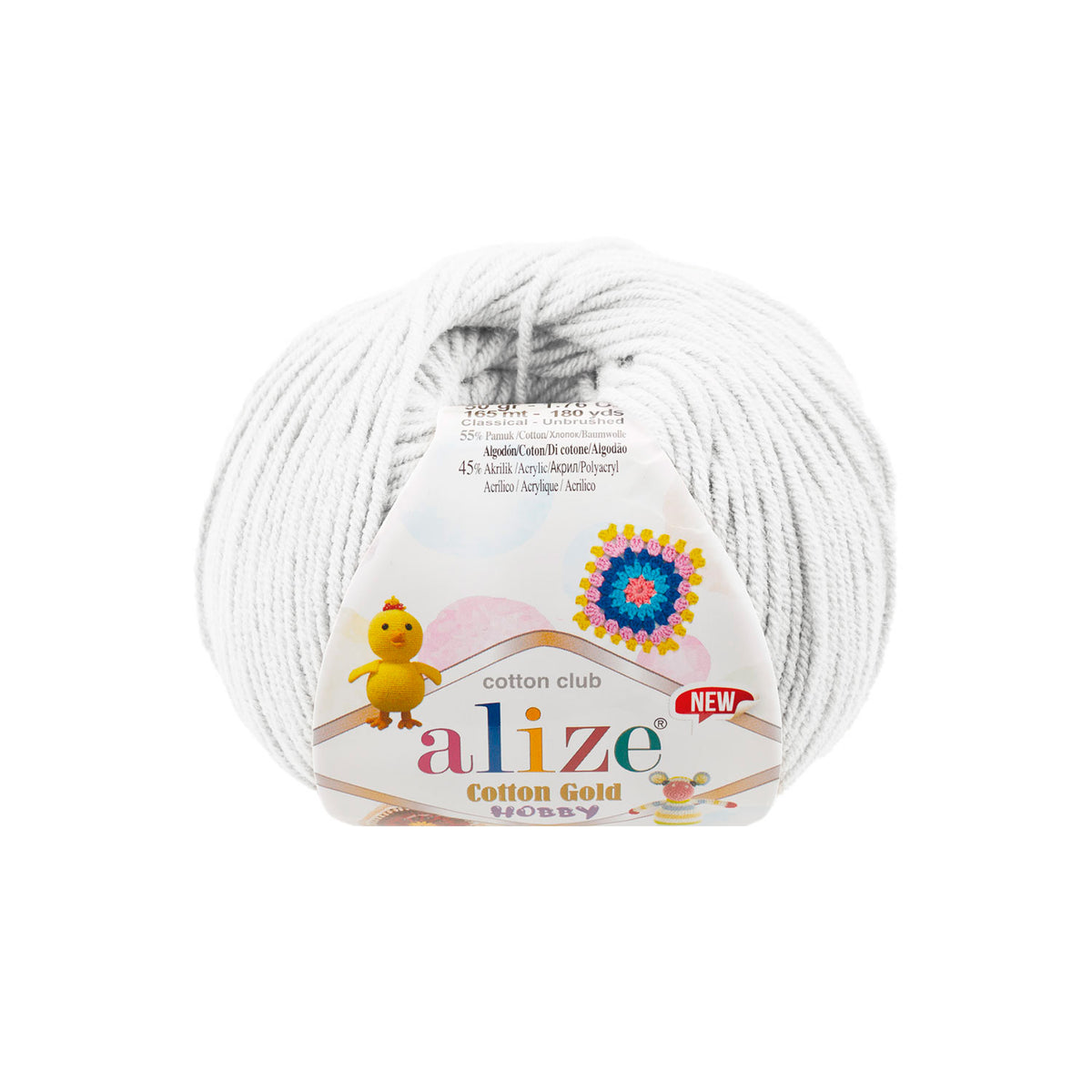 Alize Cotton Gold Hobby 55 Balta – medvilnės ir akrilo siūlai