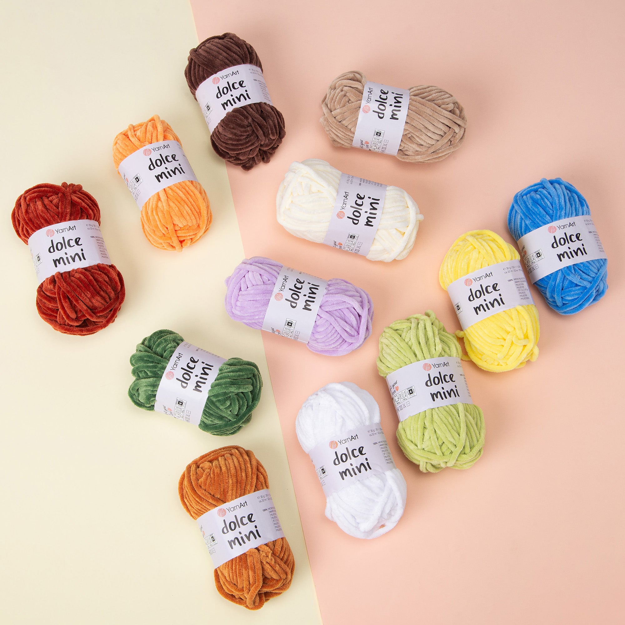 YarnArt Dolce Mini – Chenille Yarn Pack (12 x 30g)