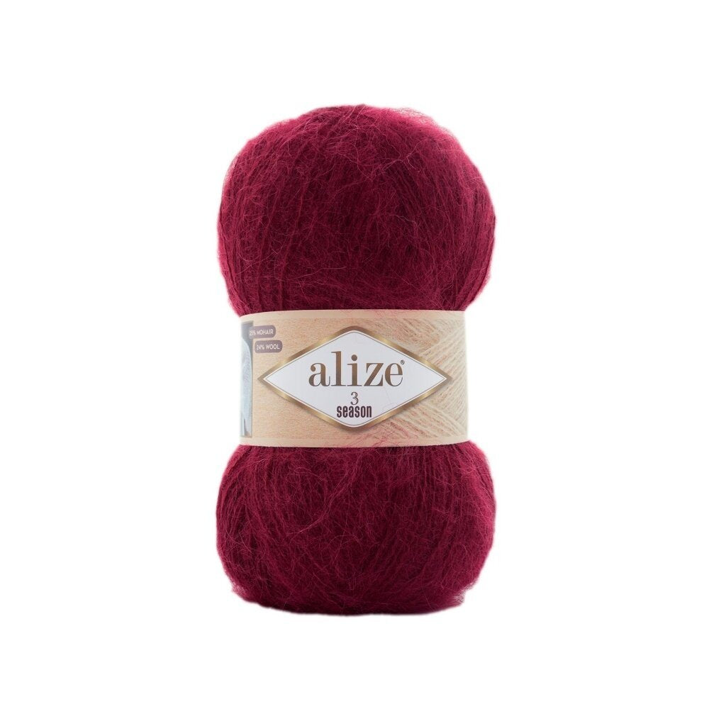 Alize 3 Season 57 Burgundy – light acrylic yarn with mohair and wool