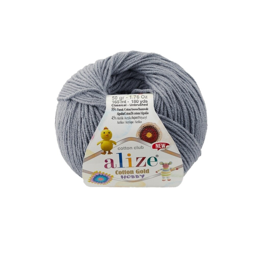 Alize Cotton Gold Hobby 87 Tamsiai pilka – medvilnės ir akrilo siūlai