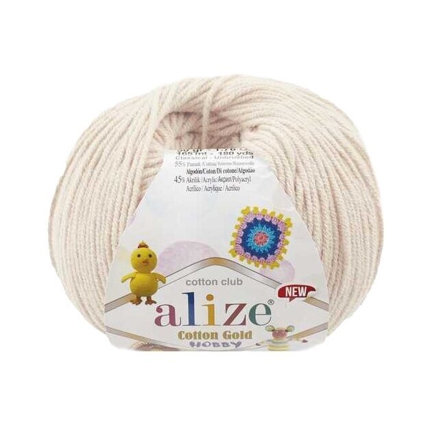 Alize Cotton Gold Hobby 599 Vanilinė – medvilnės ir akrilo siūlai