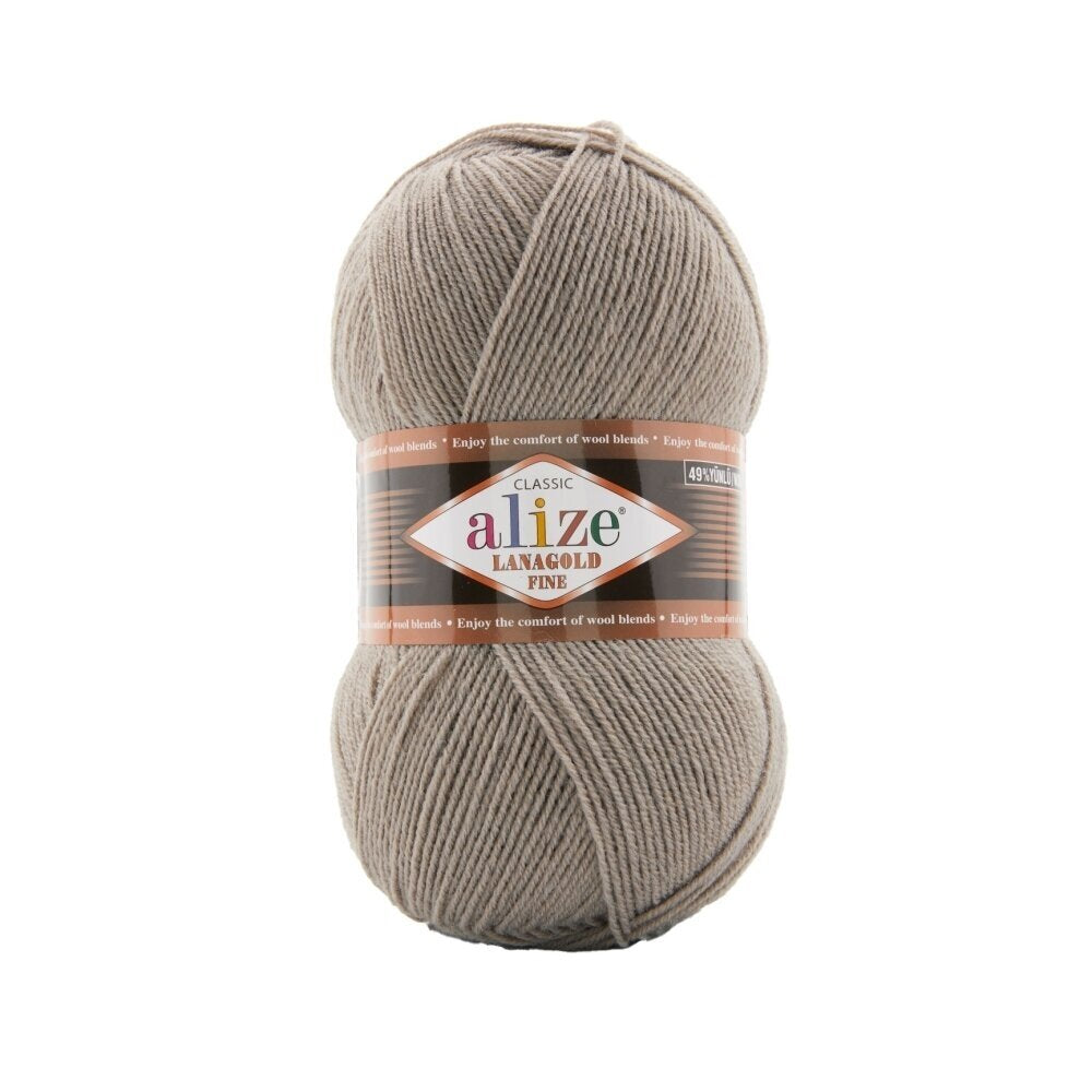 Alize Lanagold Fine 990 Taupe – light wool acrylic yarn