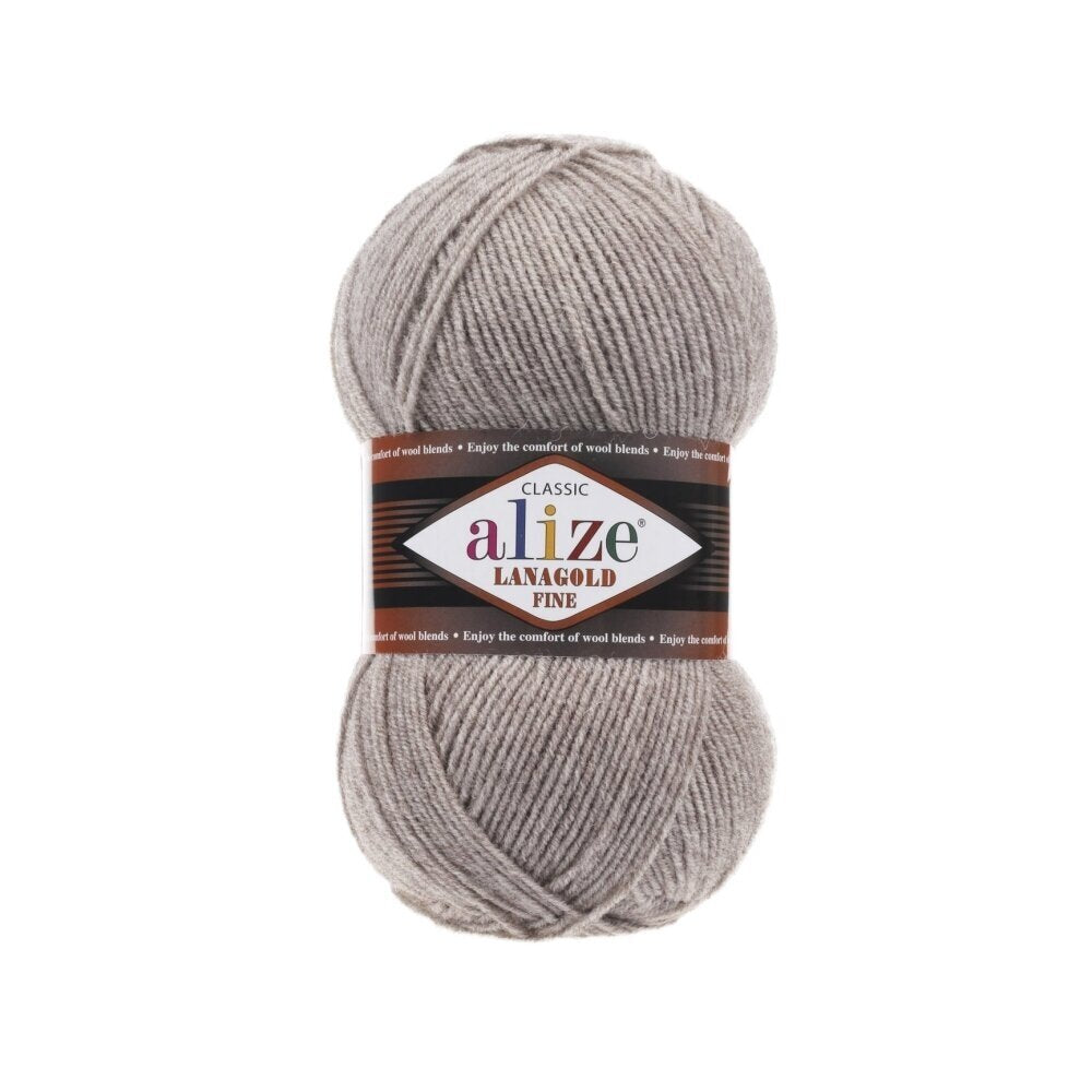 Alize Lanagold Fine 207 Light Brown Melange – light wool acrylic yarn