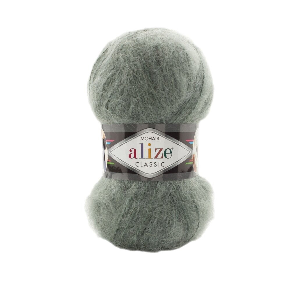 Alize Mohair Classic 180 Серо-зелёный – пряжа из акрила с мохером и шерстью