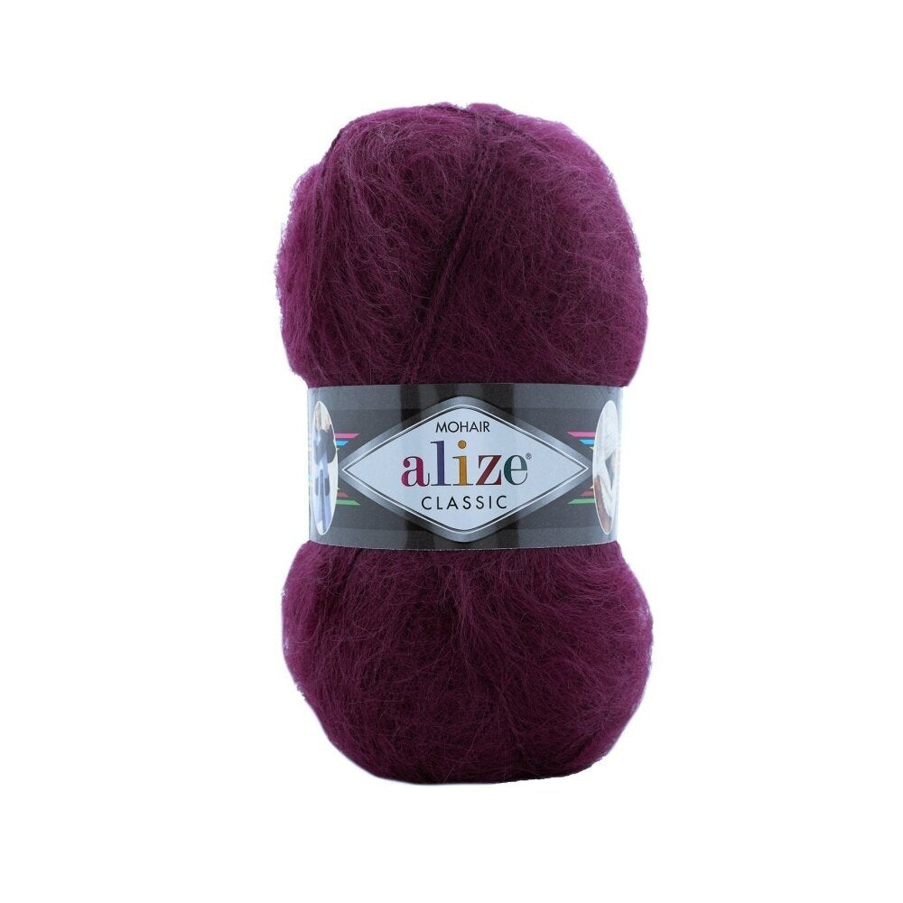Alize Mohair Classic 952 Тёмно-бордовый – пряжа из акрила с мохером и шерстью