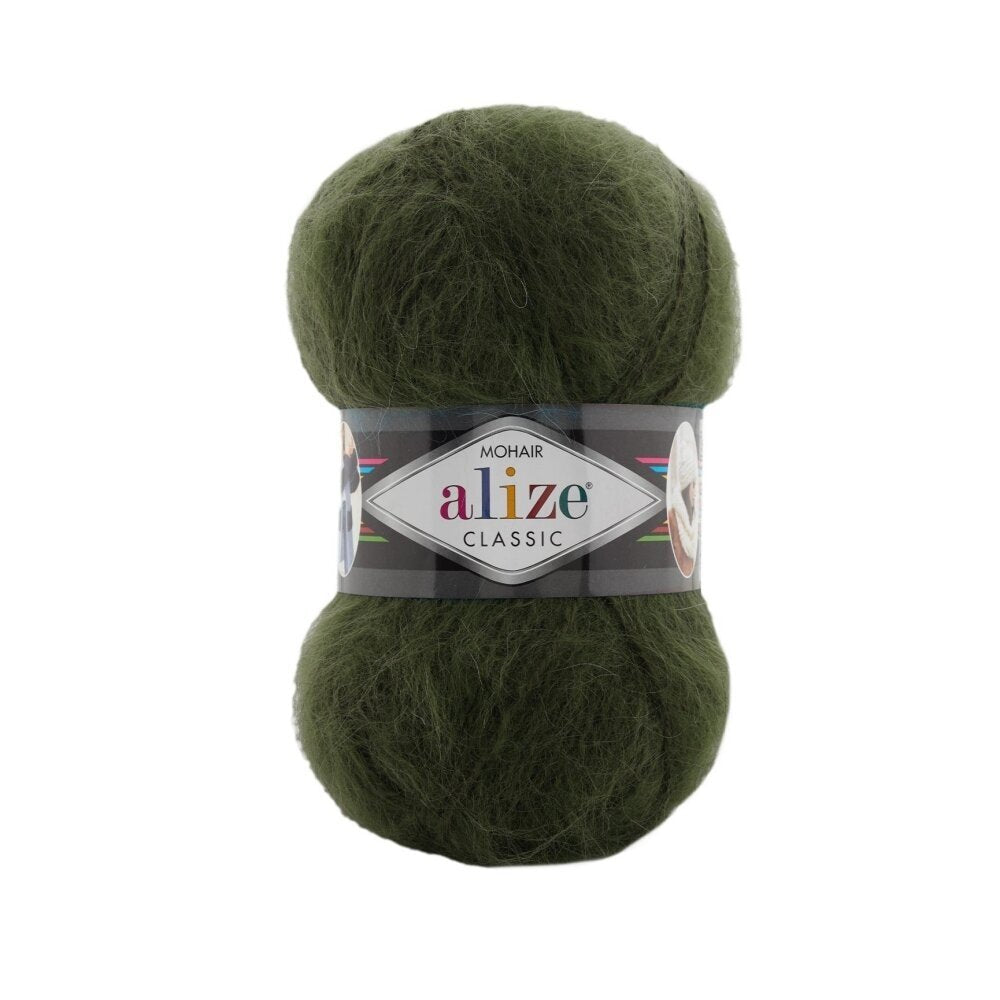 Alize Mohair Classic 620 Тёмно-оливковый – пряжа из акрила с мохером и шерстью
