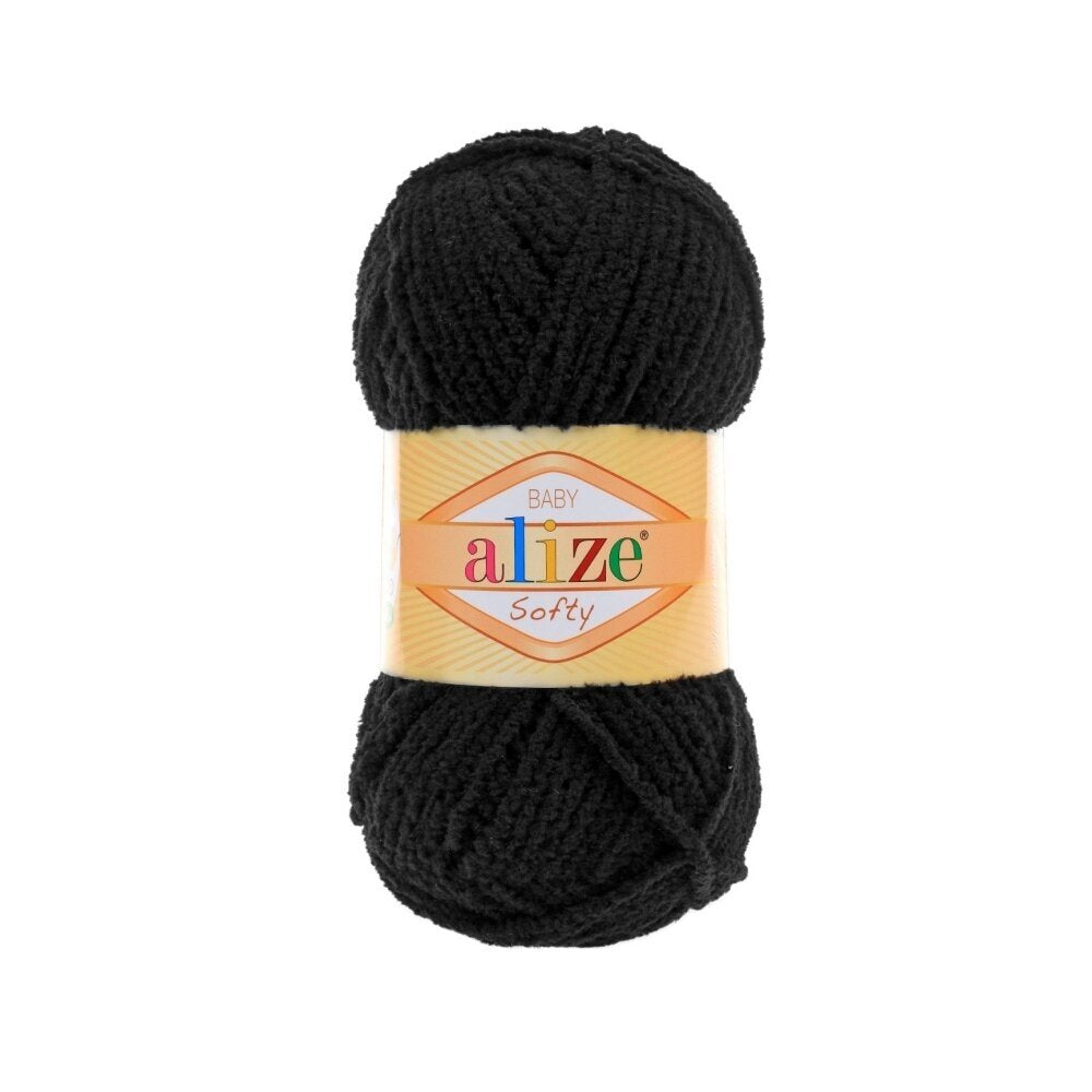 Alize Softy Baby 1060 Svart – mjukt babygarn i plysch