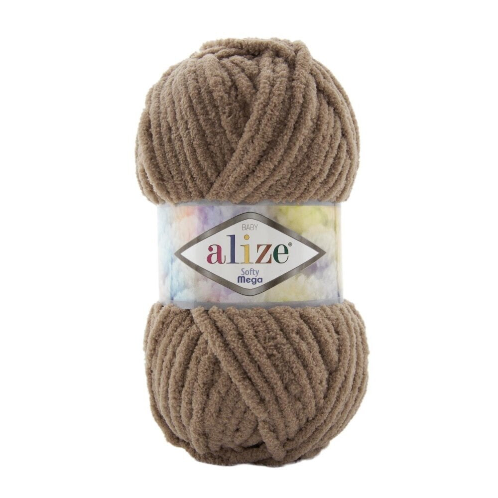 Alize Softy Mega 329 Mörkbeige – grovt pälsgarn