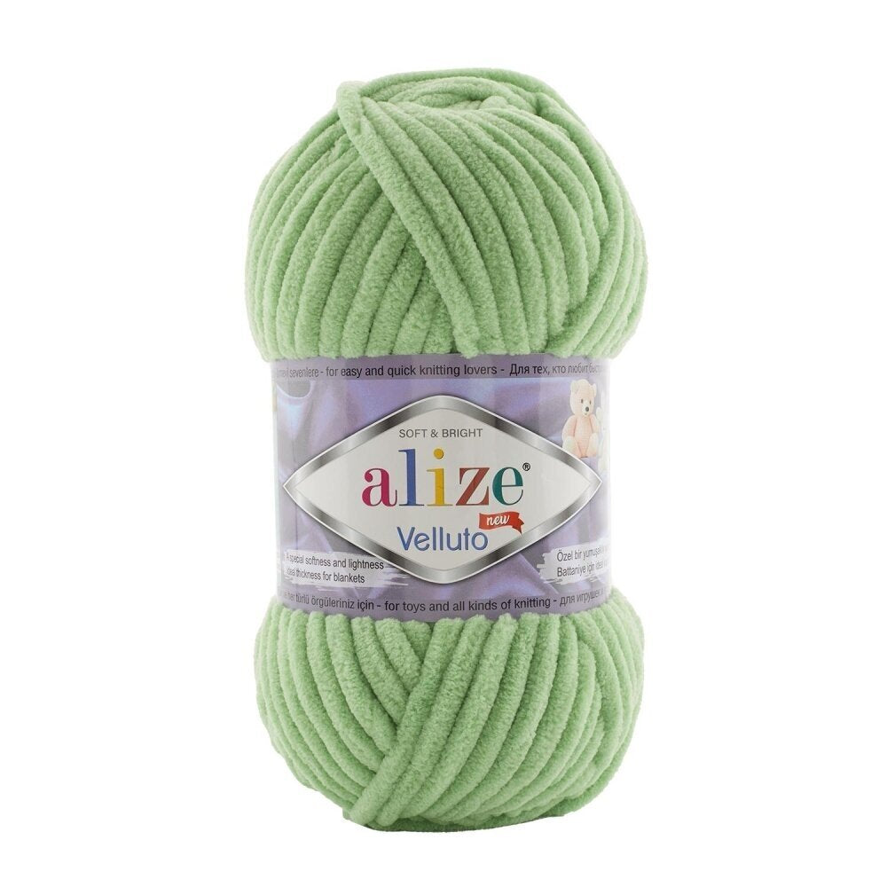 Alize Velluto 103 Gräsgrön – grovt chenillegarn