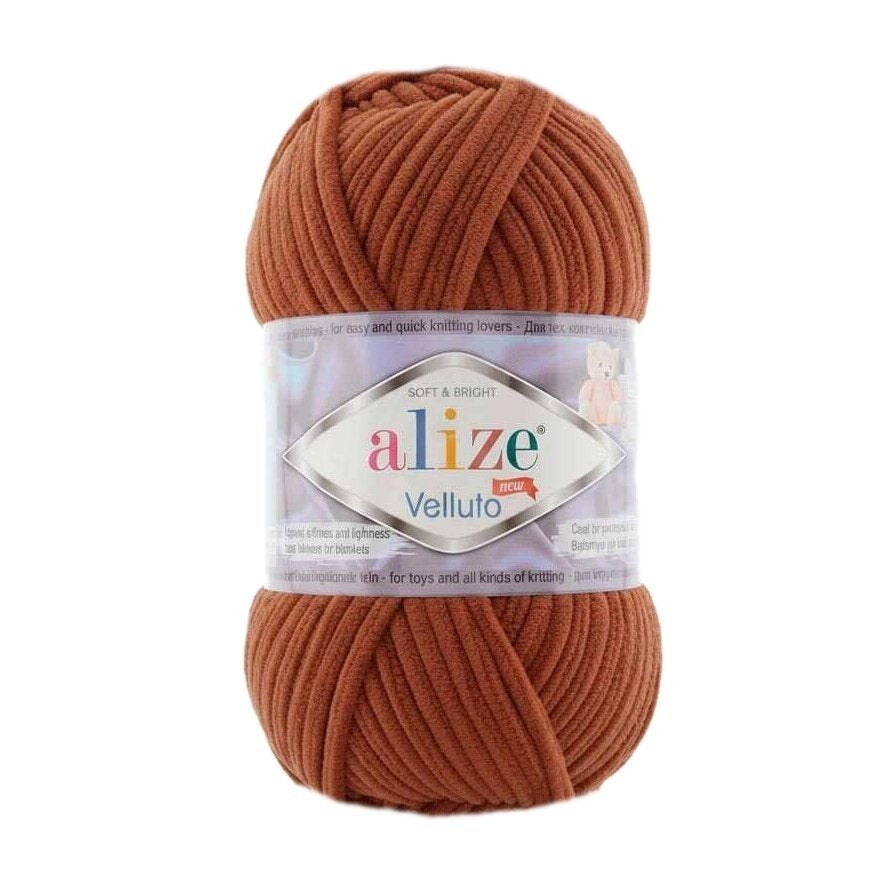 Alize Velluto 36 Tegelröd – grovt chenillegarn