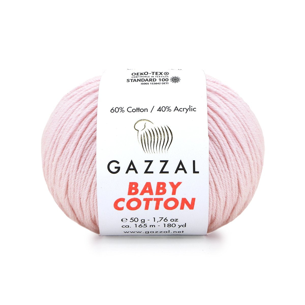 Gazzal Baby Cotton 3411 Ljusrosa – babygarn i bomull och akryl