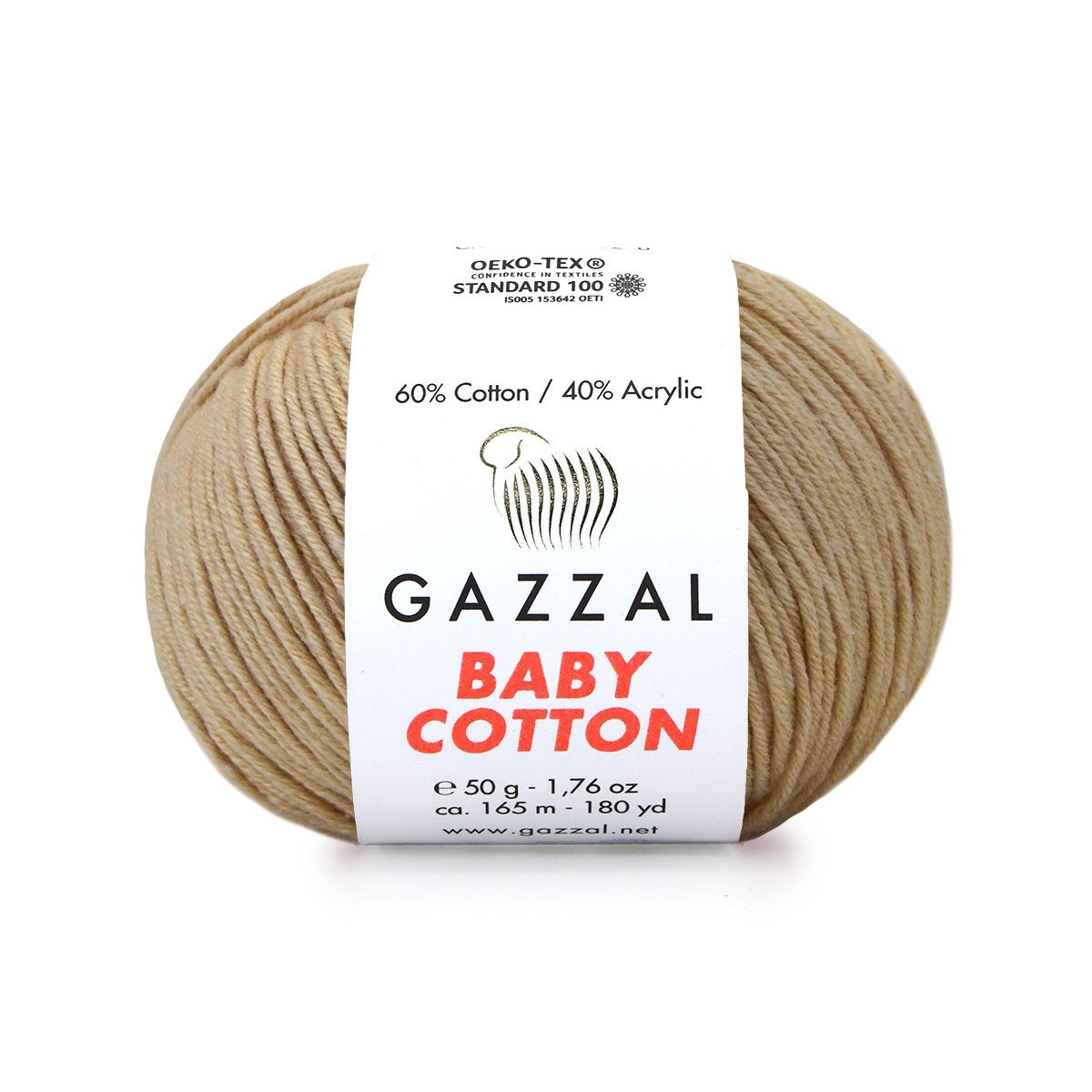 Gazzal Baby Cotton 3424 Kamel – babygarn i bomull och akryl