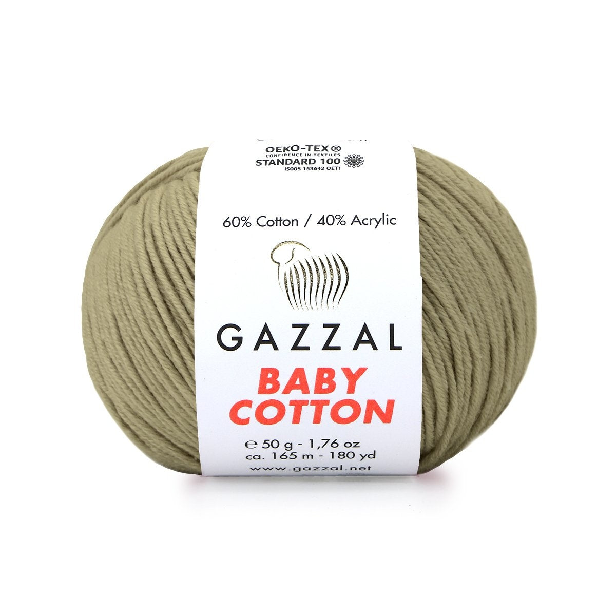 Gazzal Baby Cotton 3464 Oliv – babygarn i bomull och akryl