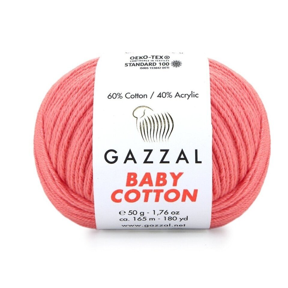 Gazzal Baby Cotton 3435 Laxrosa – babygarn i bomull och akryl