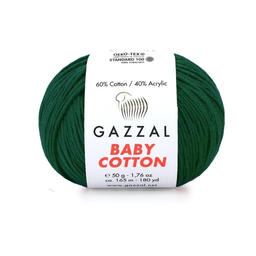 Gazzal Baby Cotton 3467 Mörkgrön – babygarn i bomull och akryl