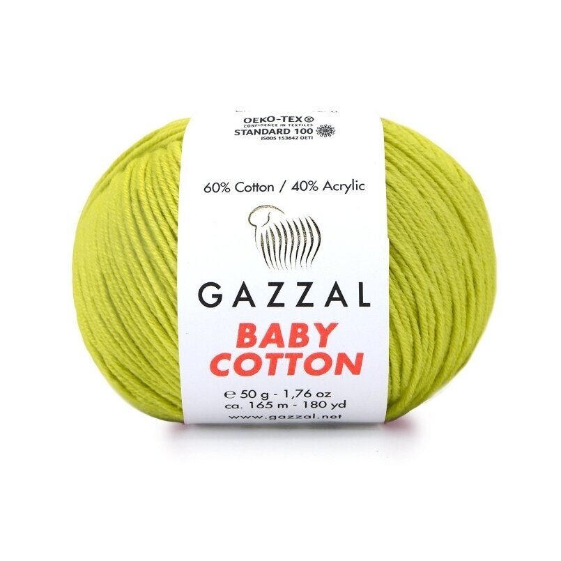 Gazzal Baby Cotton 3457 Lime – babygarn i bomull och akryl