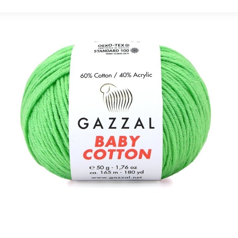 Gazzal Baby Cotton 3466 Ljusgrön – babygarn i bomull och akryl