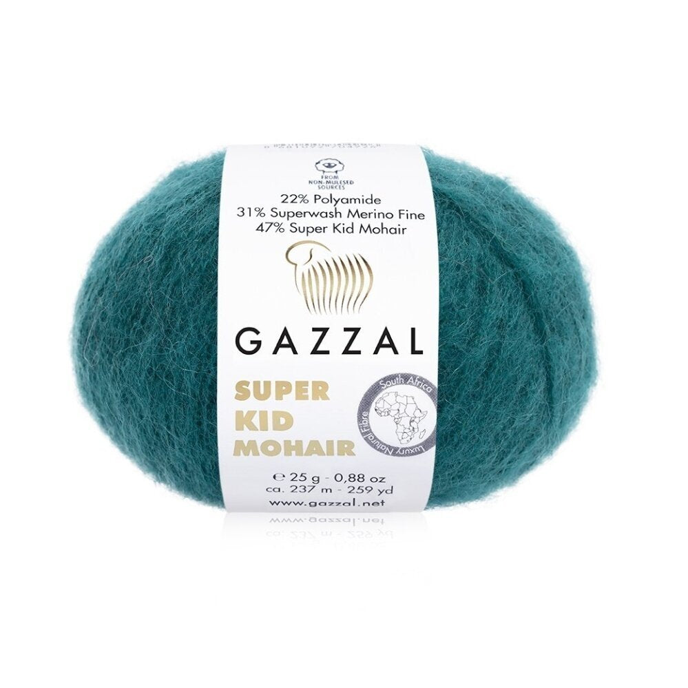 Gazzal Super Kid Mohair 64425 Petrol – kid mohair merino yarn