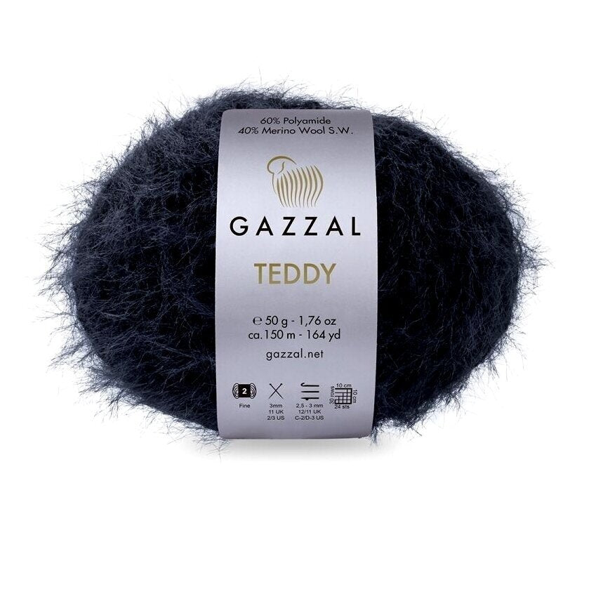 Gazzal Teddy 6531 Labai tamsiai mėlyna – buklė siūlai su merino vilna