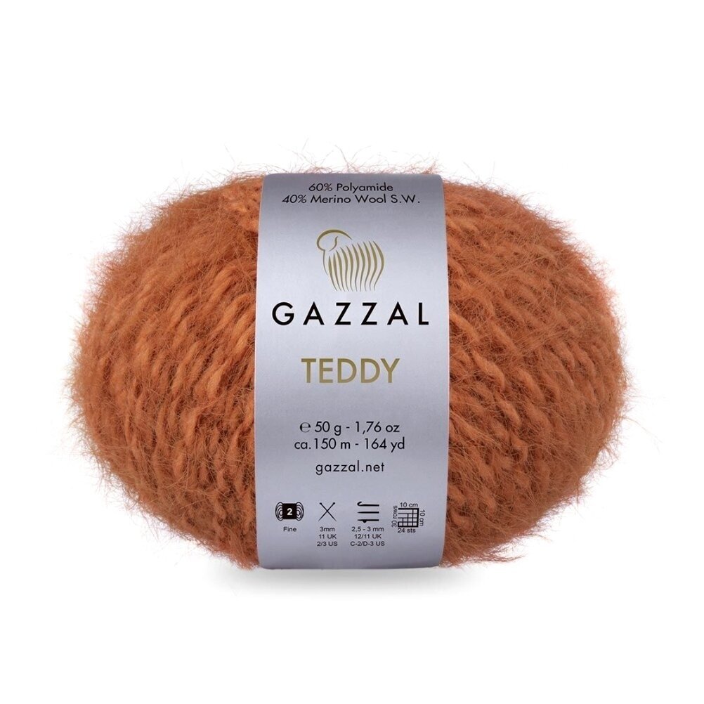 Gazzal Teddy 6546 Rūdžių – buklė siūlai su merino vilna