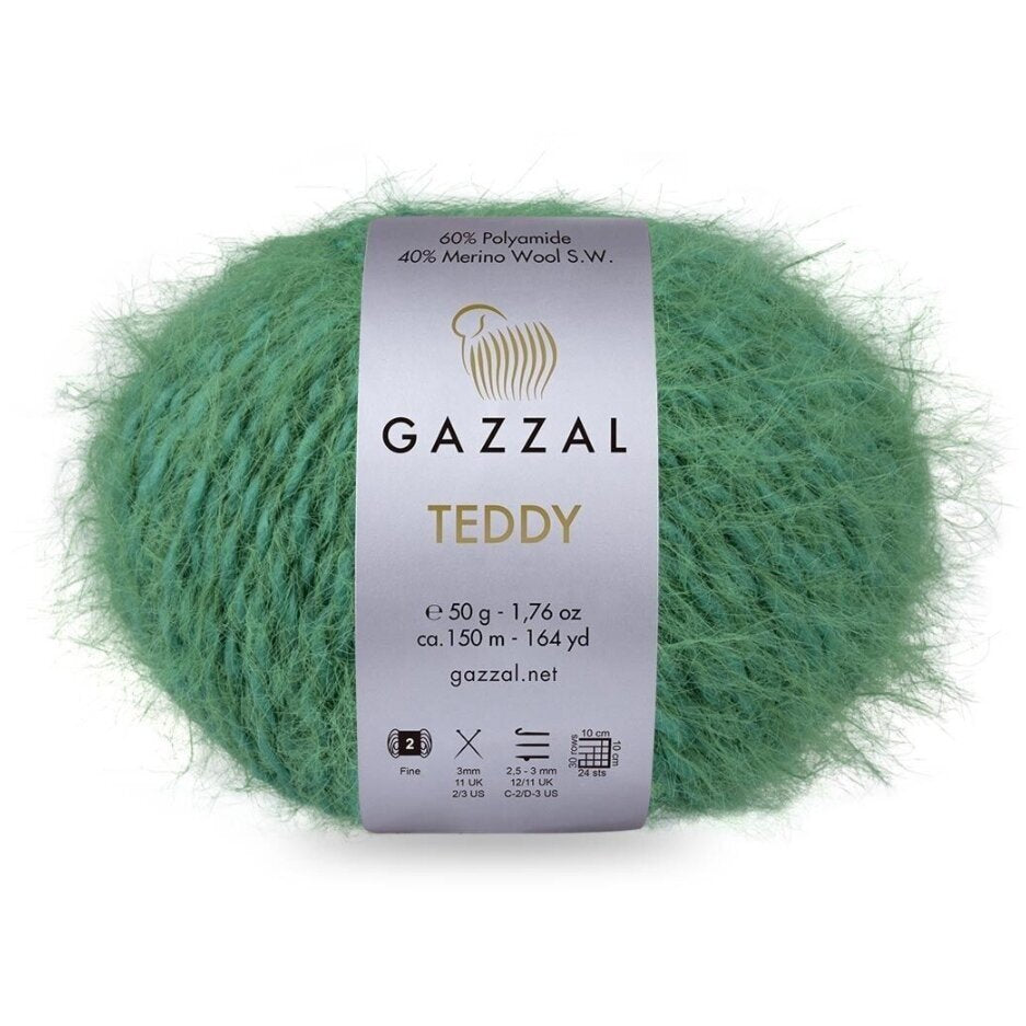 Gazzal Teddy 6559 Pušų – buklė siūlai su merino vilna