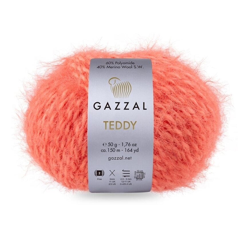 Gazzal Teddy 6543 Koralų – buklė siūlai su merino vilna