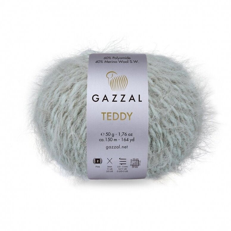 Gazzal Teddy 6535 Pilka – buklė siūlai su merino vilna