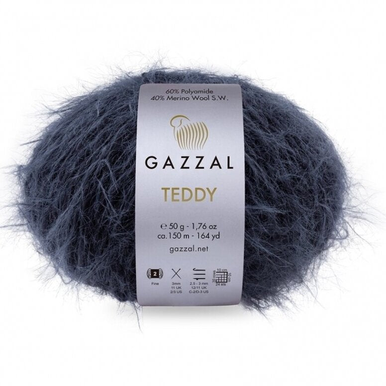 Gazzal Teddy 6538 Tamsiai mėlyna – buklė siūlai su merino vilna