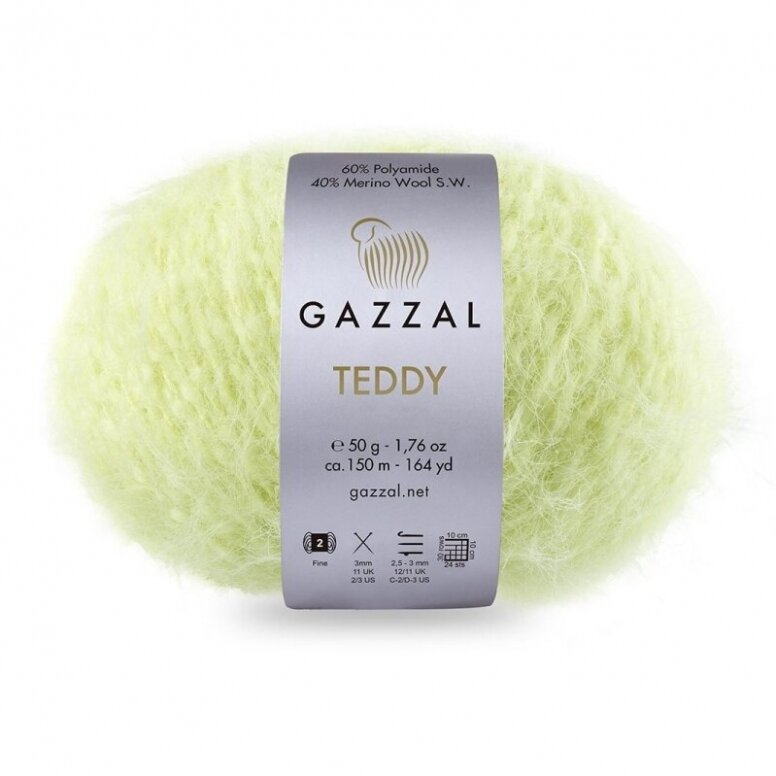 Gazzal Teddy 6533 Pistacijų – buklė siūlai su merino vilna