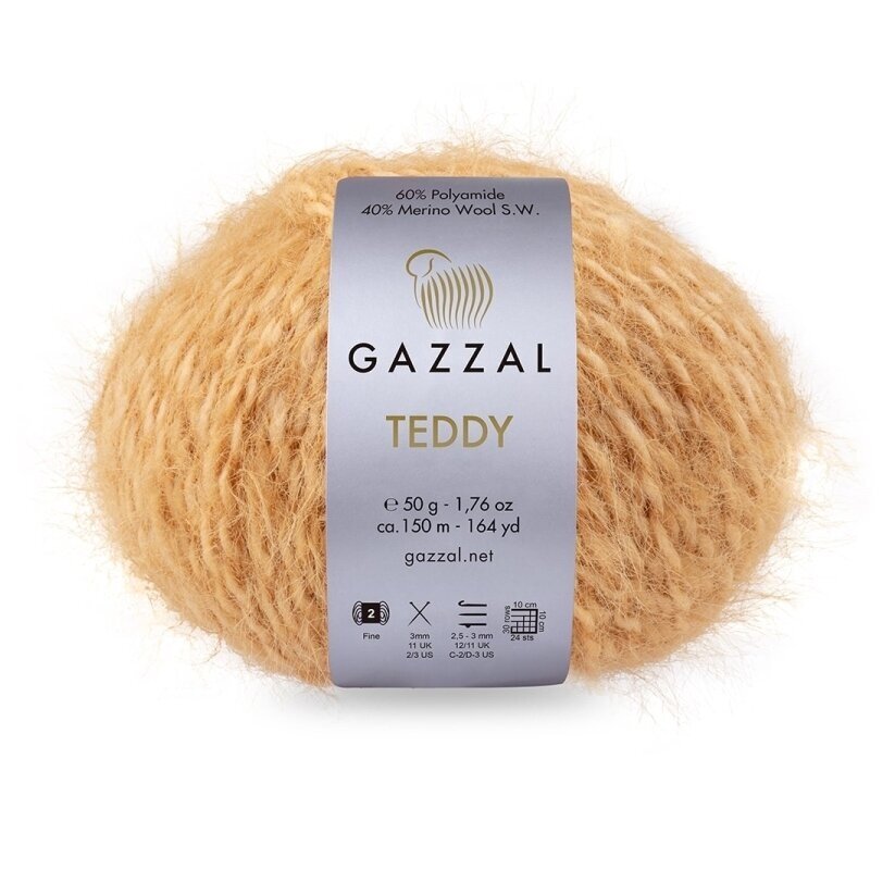 Gazzal Teddy 6539 Kupranugario – buklė siūlai su merino vilna